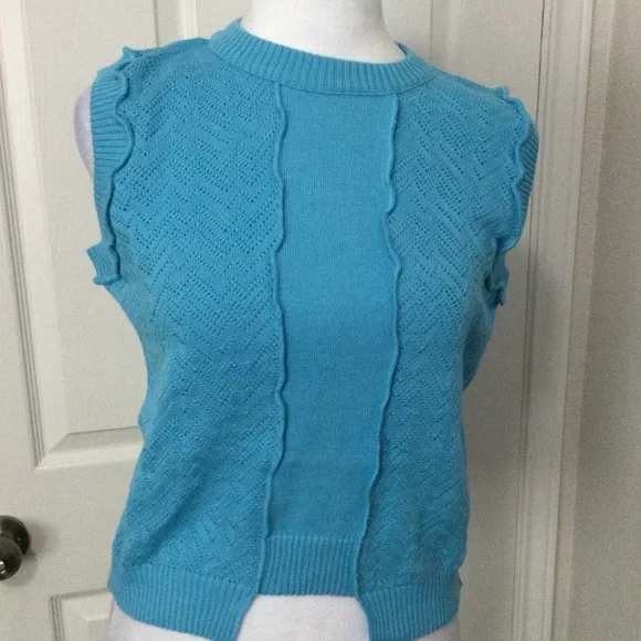 8 by Yoox Blue Sleeveless Knit Top Size M - Picture 2 of 12